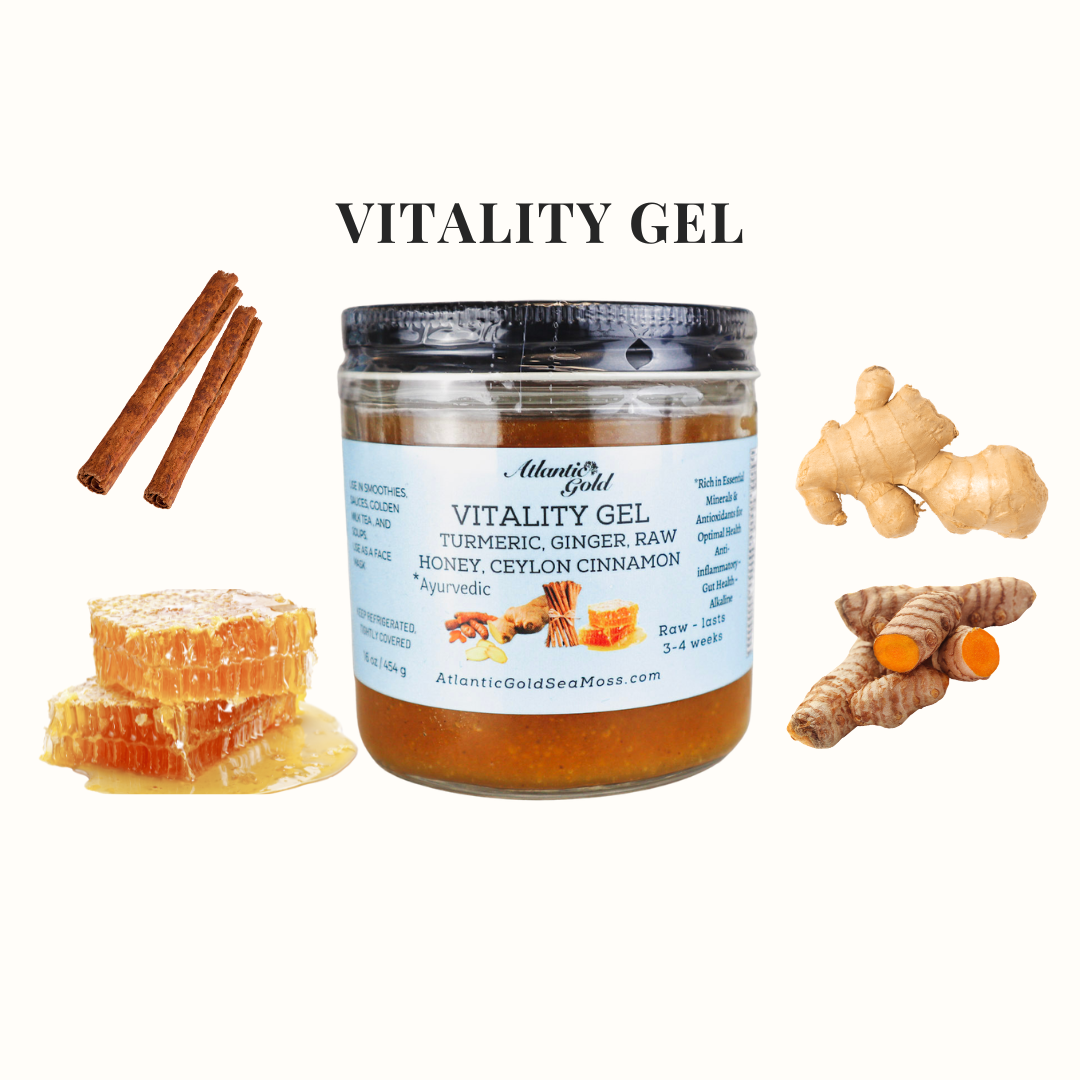 The Vitality Gel: Sea Moss with Ginger, Turmeric, Raw Honey, and Ceylon Cinnamon
