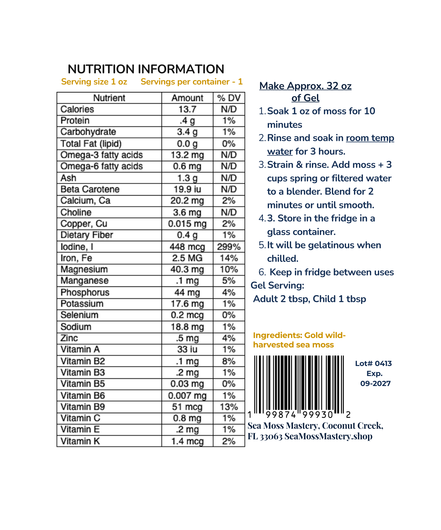 Wild Harvested Gold Sea Moss 2lb