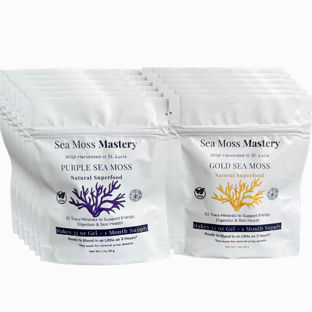 Wild Harvested Gold & Purple Sea Moss — 12 Pack Mixed Retail Display